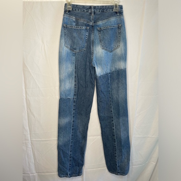 Pacsun Junior's Medium Wash 90s Boyfriend Patchwork Blue Denim Jeans - Picture 3 of 6